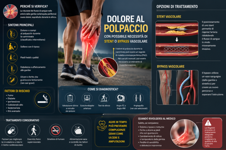 Dolore al polpaccio con possibile necessità di stent o bypass vascolare stent bypass dolore